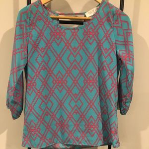 Boutique Style Patterned Blouse with Open Back